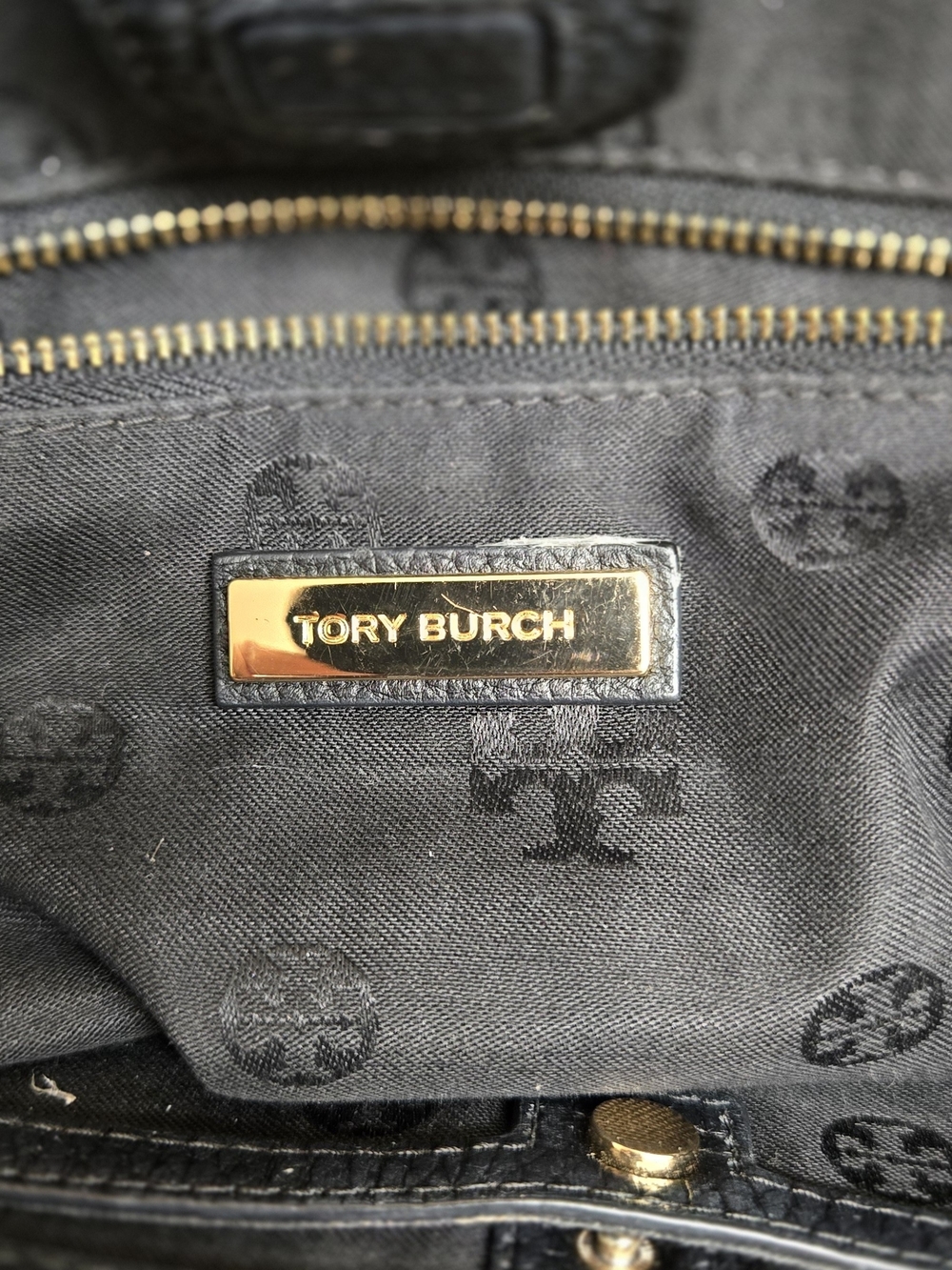 Tory Burch Black Pebbled Leather Tote with Braided Handles - Picture 3 of 8
